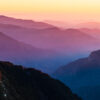 Sunset color gradient from King's Highway at Sequoia and Kings Canyon National Park